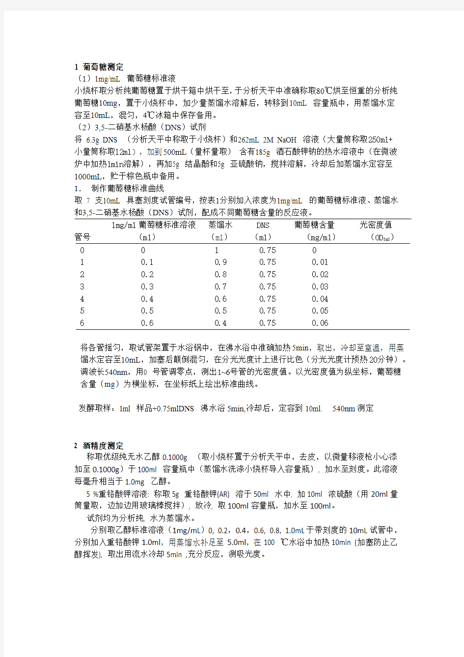 标准曲线制作