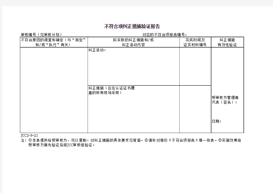 不符合项整改措施报告