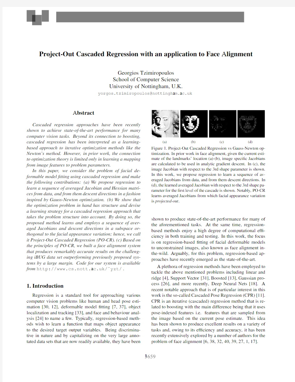 Project-Out Cascaded Regression with an application to Face Alignment