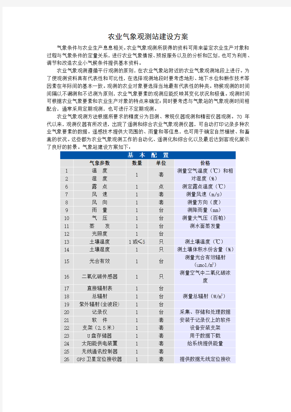 气象站建设方案