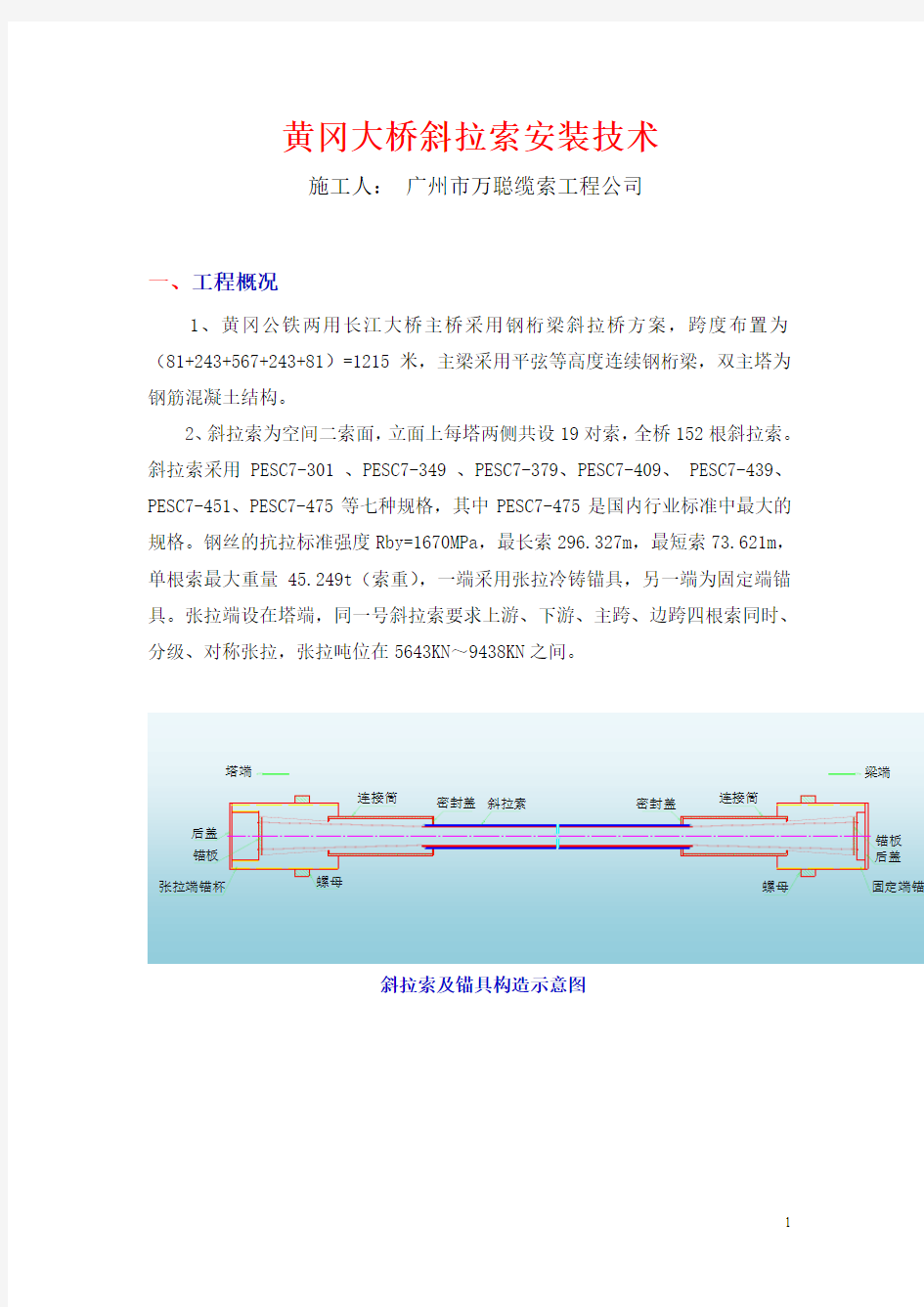 黄冈大桥斜拉索安装技术新