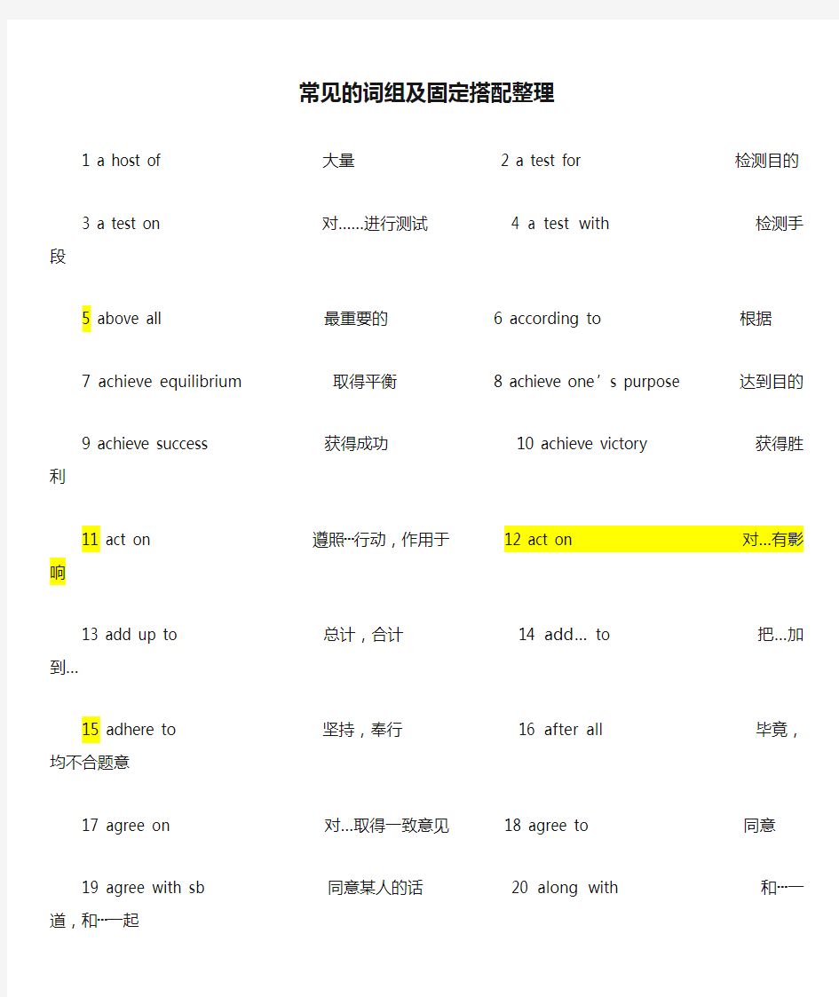 常见的词组及固定搭配整理