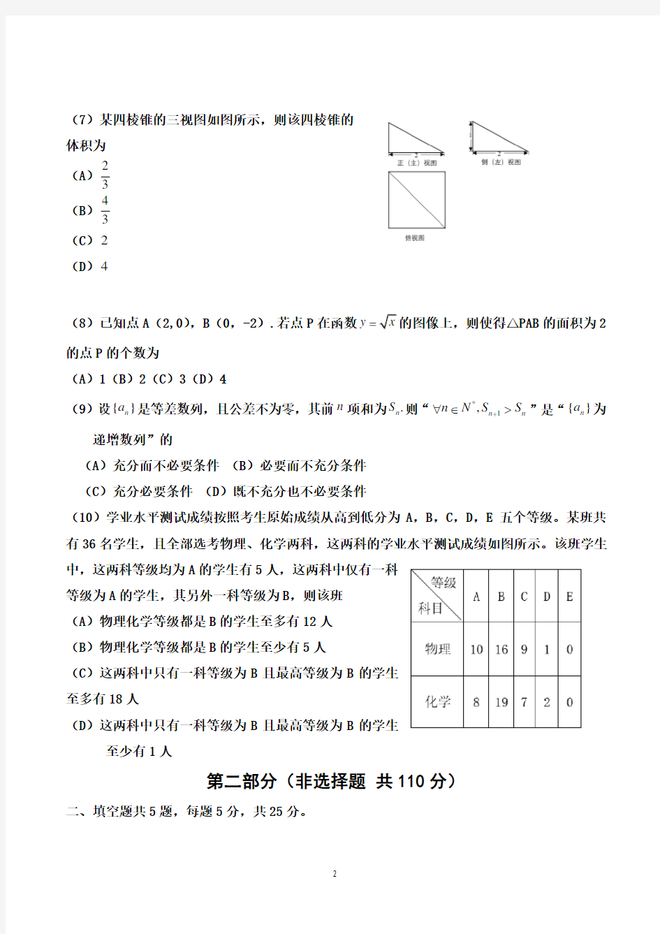 2020年北京市高考适应性测试数学试卷