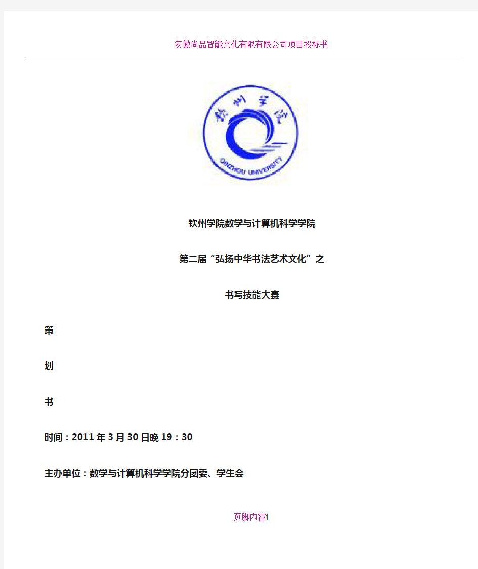 书写技能大赛策划书