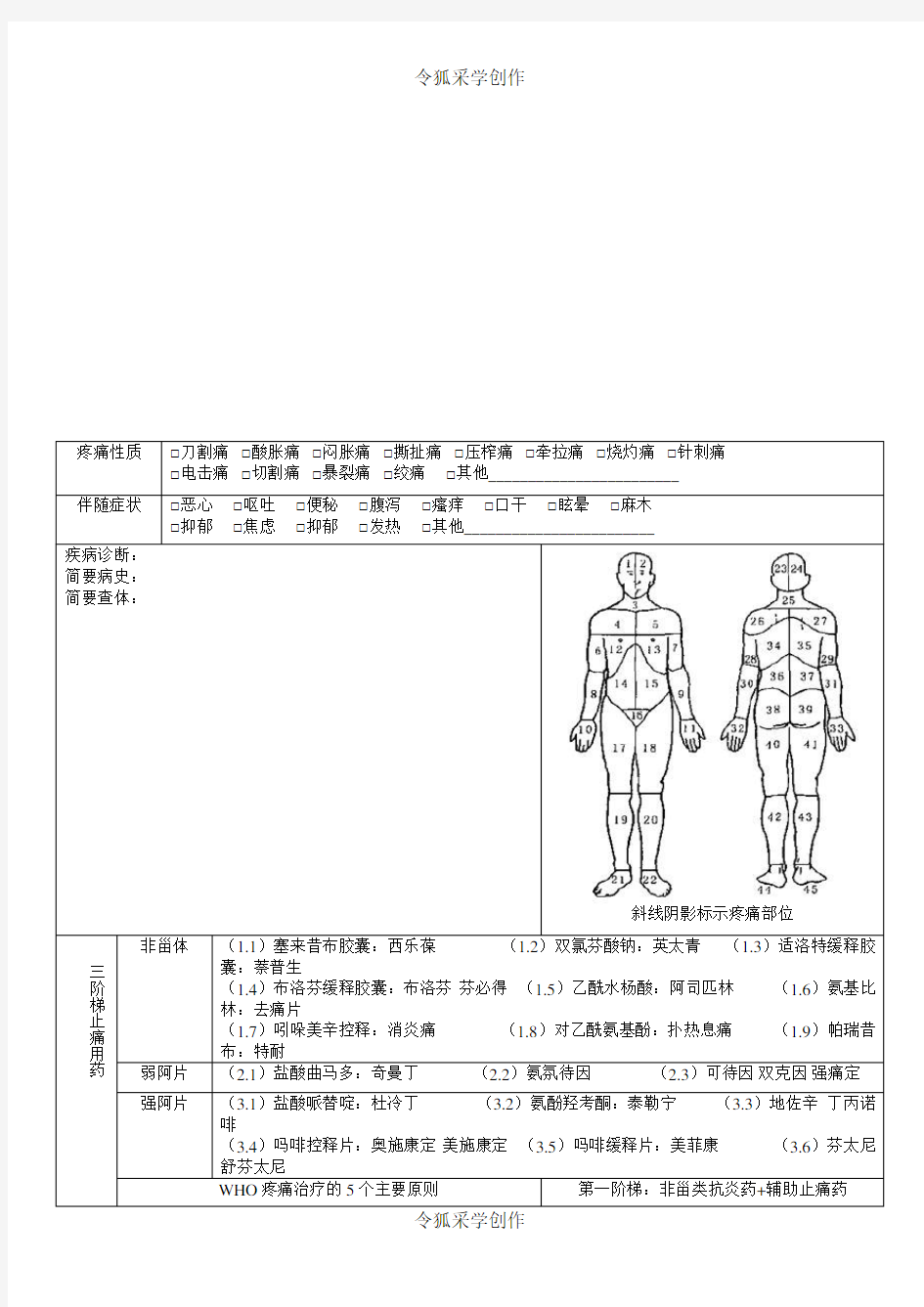 疼痛评估量表(通 用)