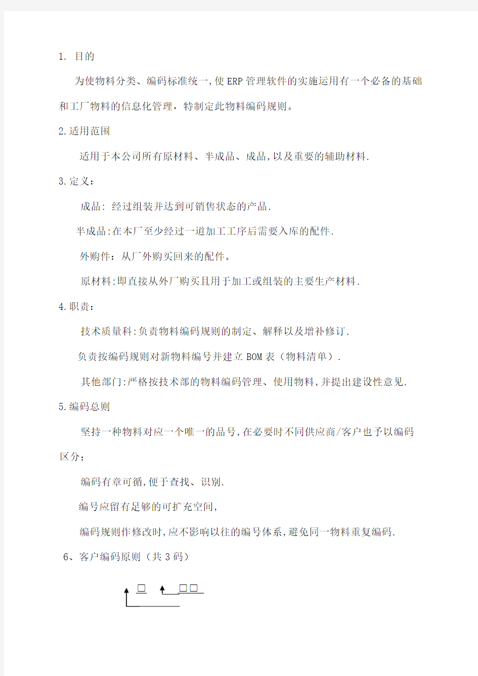 机械设备公司ERP编码规则方案书 