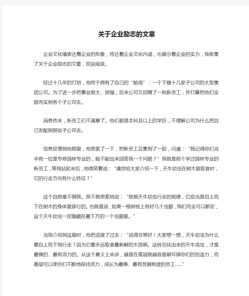 关于企业励志的文章