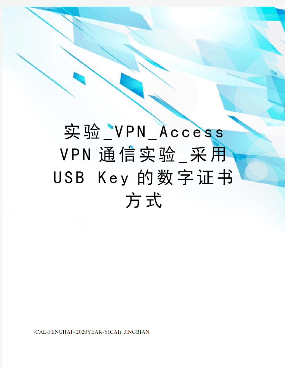 实验_vpn_accessvpn通信实验_采用usbkey的数字证书方式