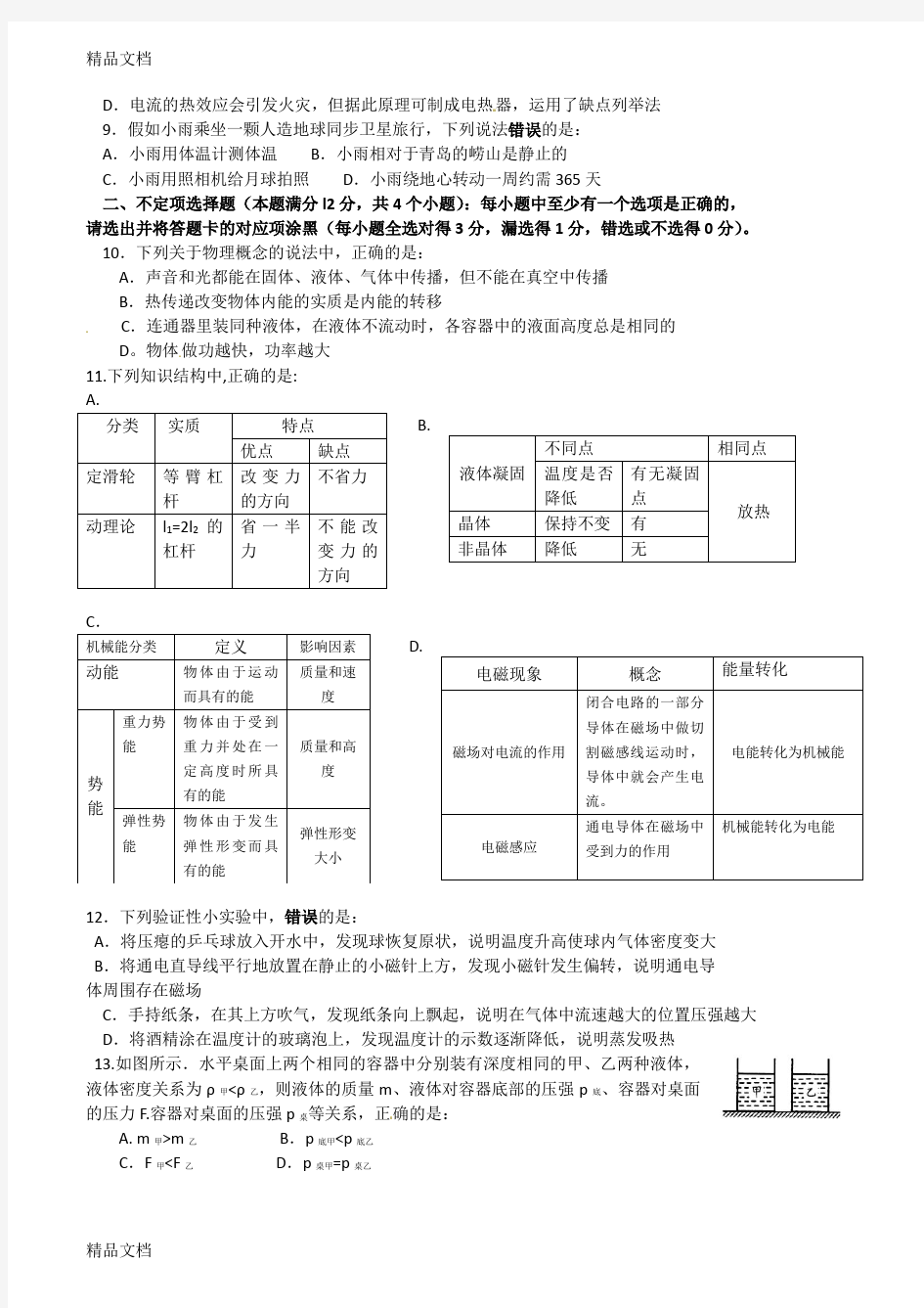 最新山东省青岛市中考物理试题及答案