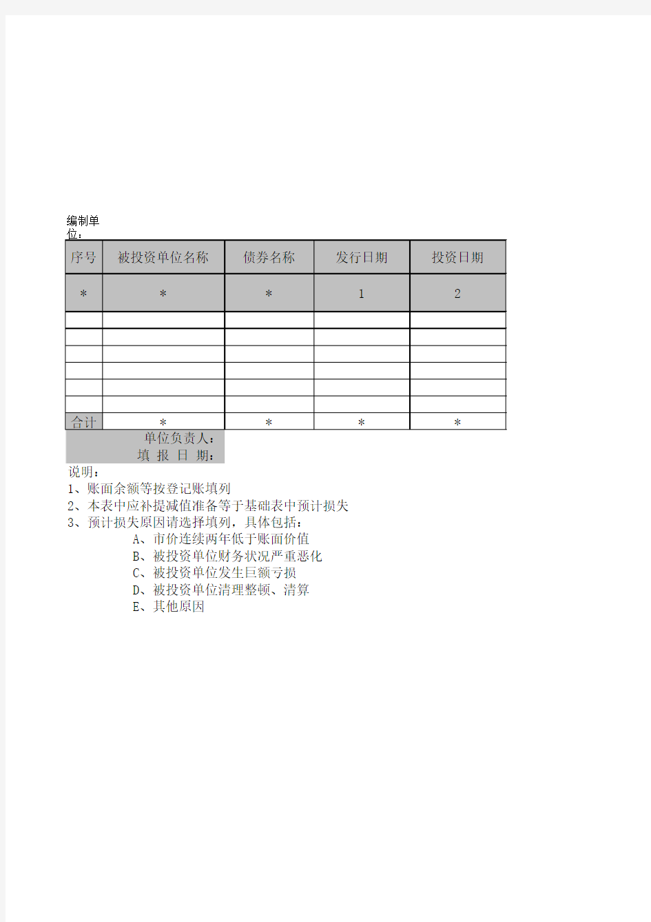 一年内到期的长期债权投资清查明细(xls 2页)