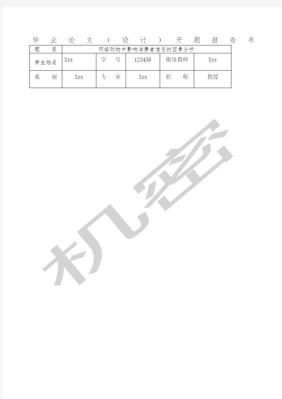 经济类论文开题报告