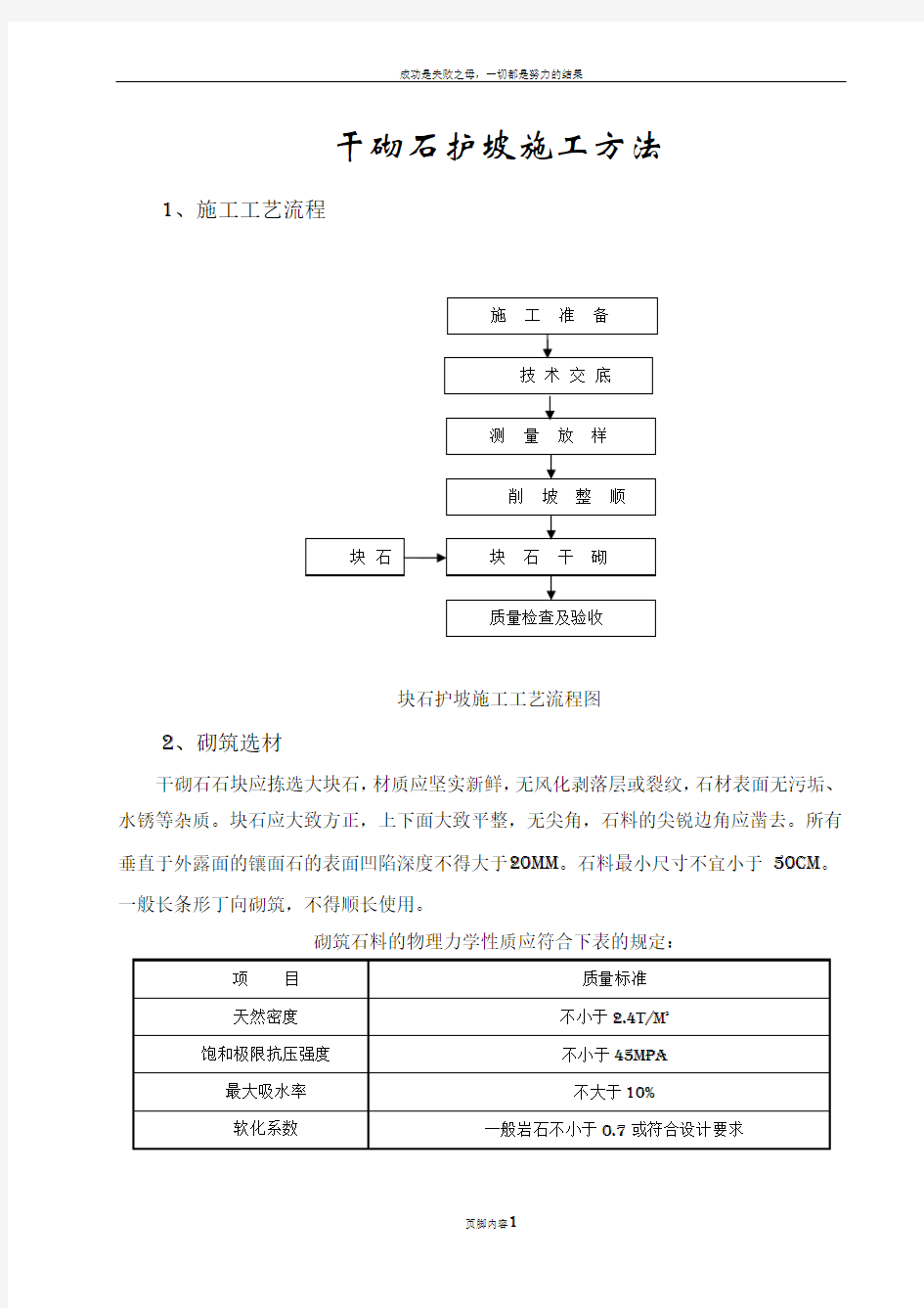 干砌石护坡施工方法