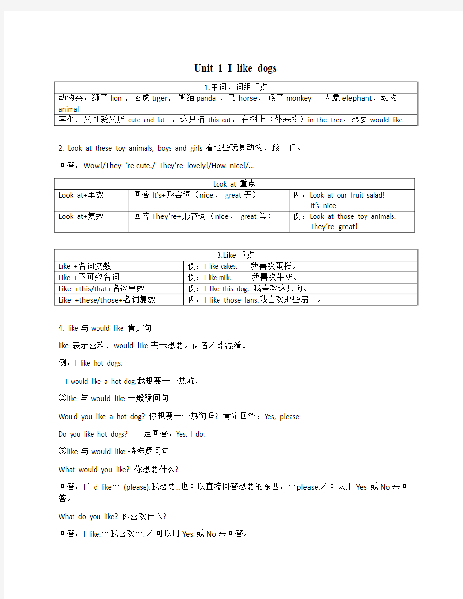 译林版小学英语四年级上册知识点(全)