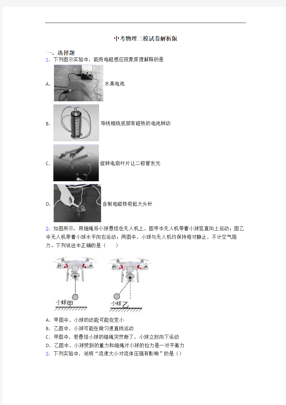 中考物理二模试卷解析版