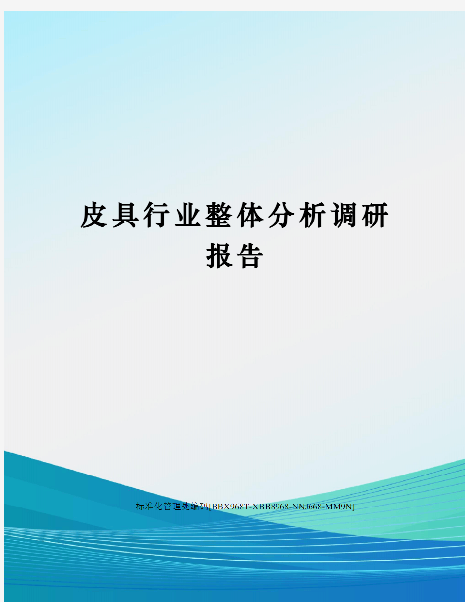 皮具行业整体分析调研报告完整版