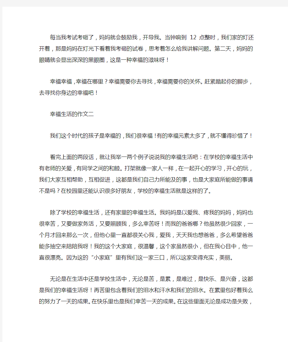 幸福生活的作文3篇