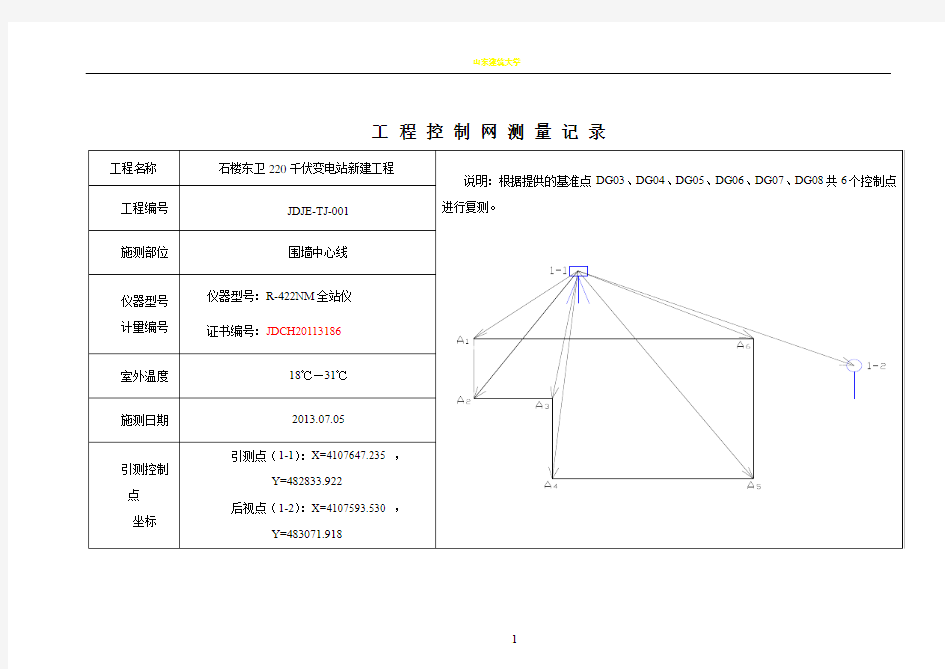 工程控制网测量记录