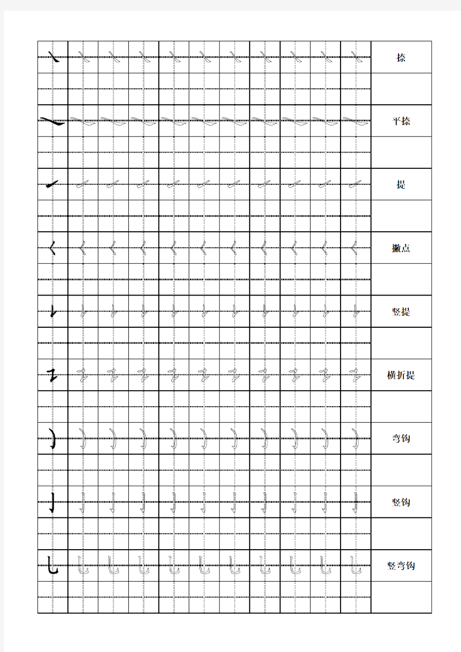 (完整版)幼儿汉字笔画描红-田字格