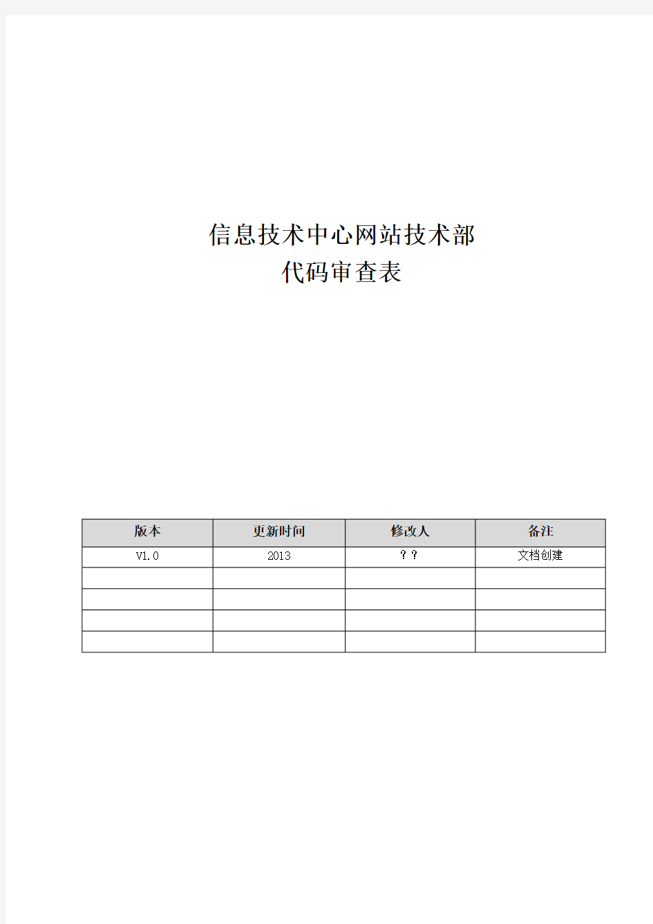 代码审查表