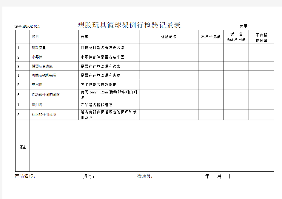 例行检验记录表