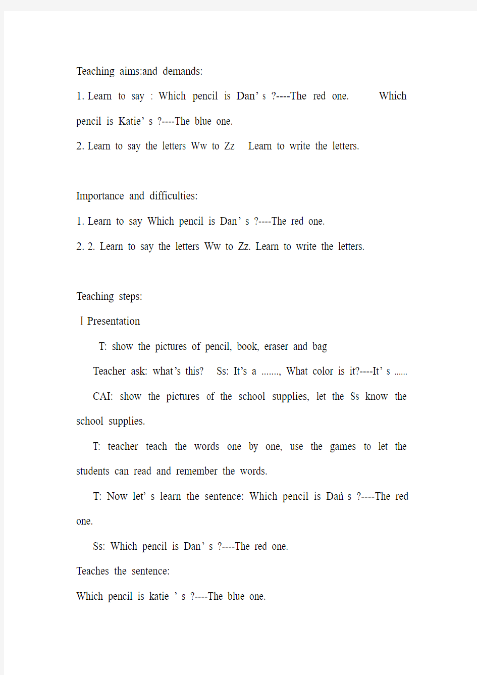 新世纪少儿英语-1-look-lesson-6-教案