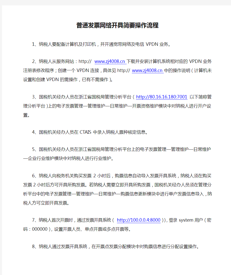 普通发票网络开具简要操作流程