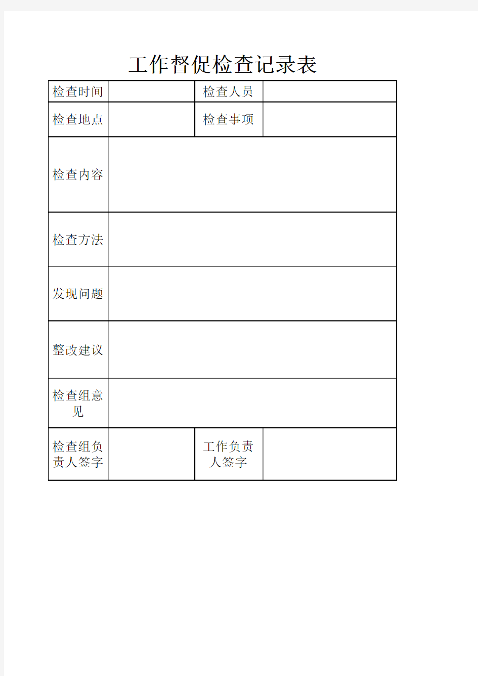 工作督促检查记录表