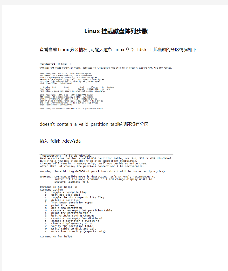 Linux挂载磁盘阵列步骤