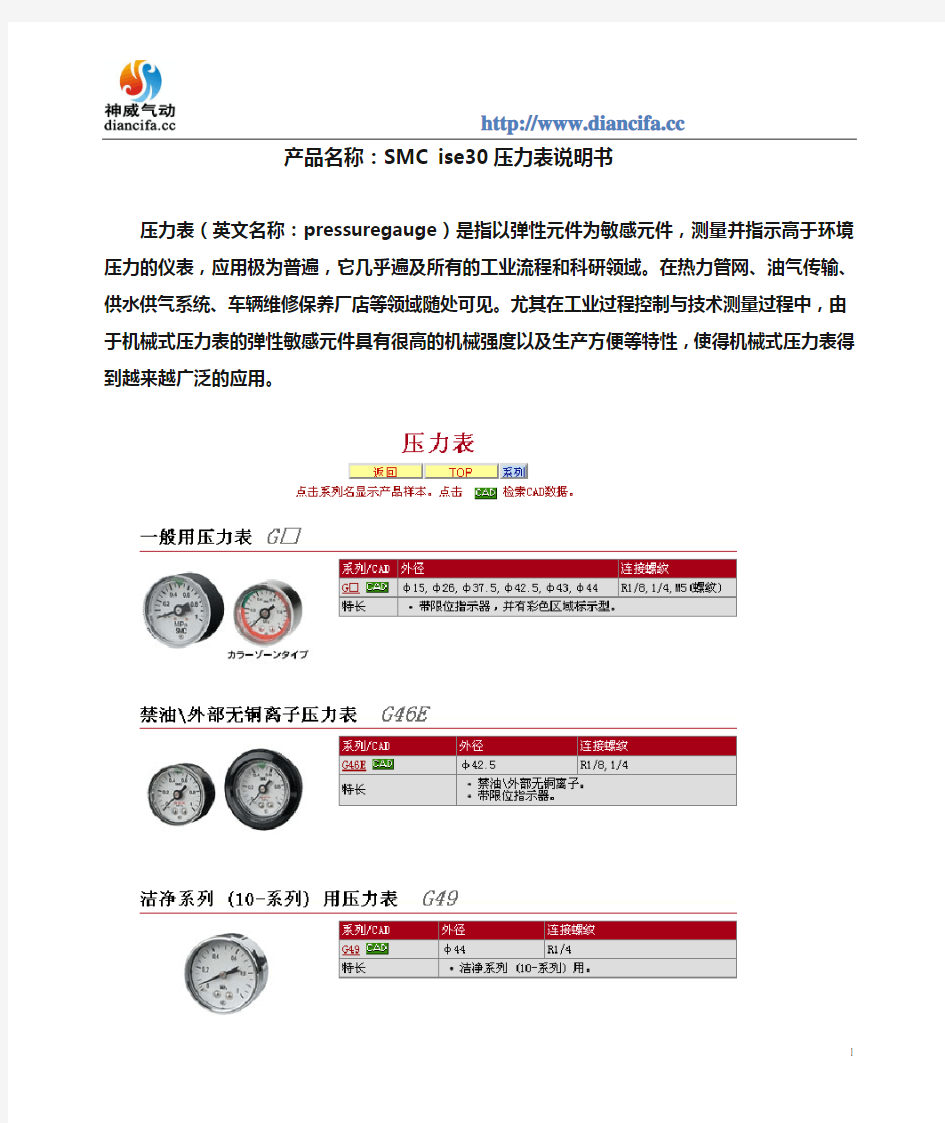 SMC ise30压力表说明书