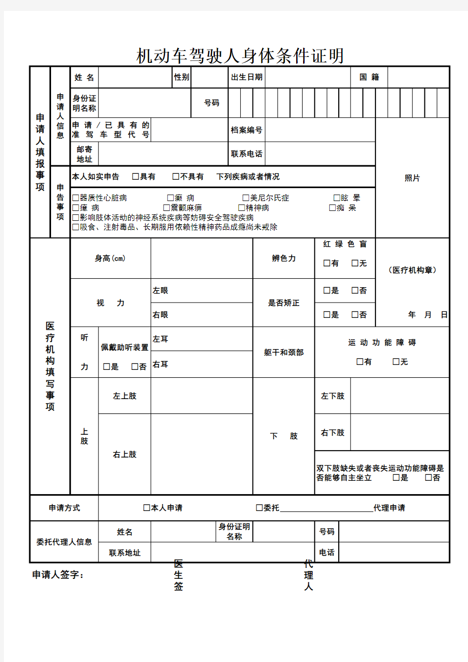 驾驶员体检表最新版