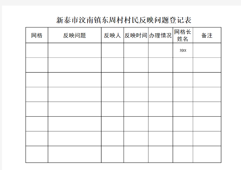 群众反映问题信息登记表