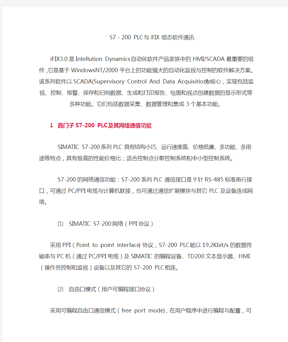 S7-200 PLC与iFIX组态软件通讯