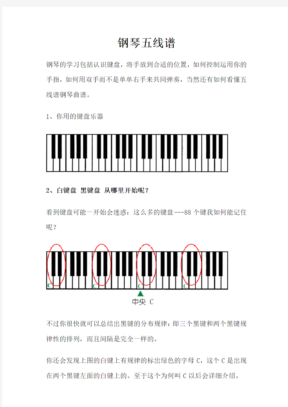 三分钟学会看键盘 教你看懂钢琴五线谱