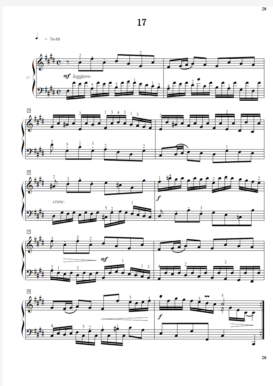 J.S.巴赫小前奏曲与赋格曲 17 钢琴谱 原版 正谱 五线谱