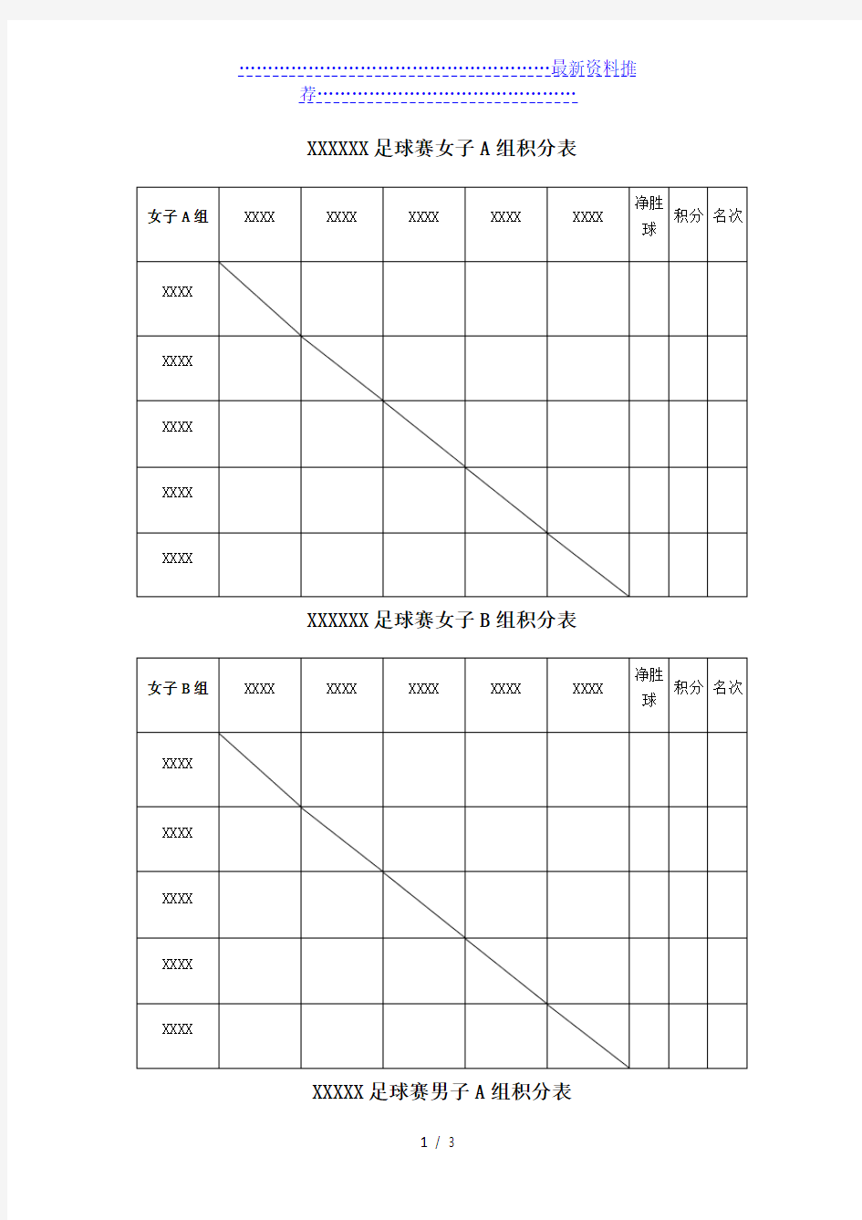 足球赛积分表