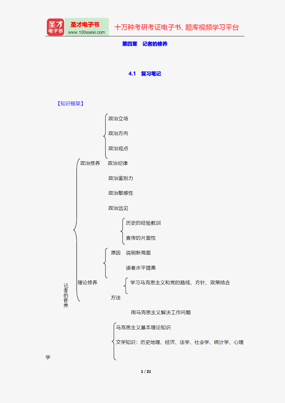 蓝鸿文《新闻采访学》(第3版)笔记和课后习题(含考研真题)详解-记者的修养【圣才出品】