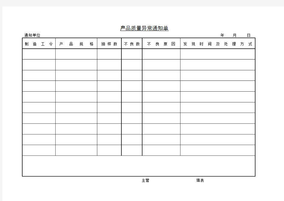 产品质量异常通知单模板