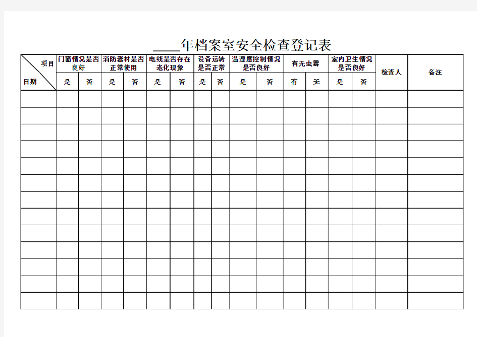 档案室安全检查记录表