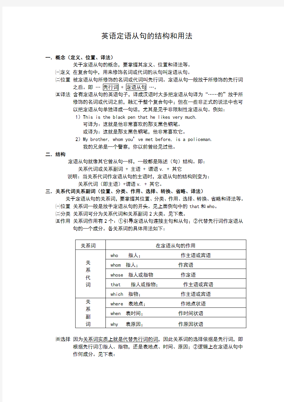 英语定语从句的结构和用法