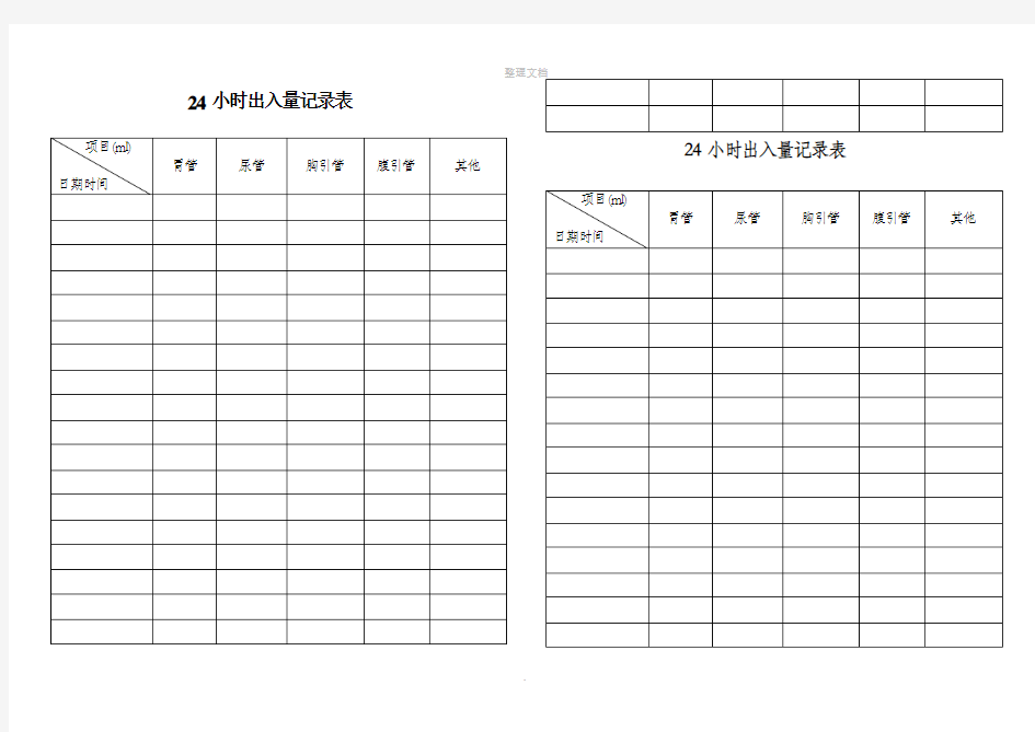 24小时出入量记录表