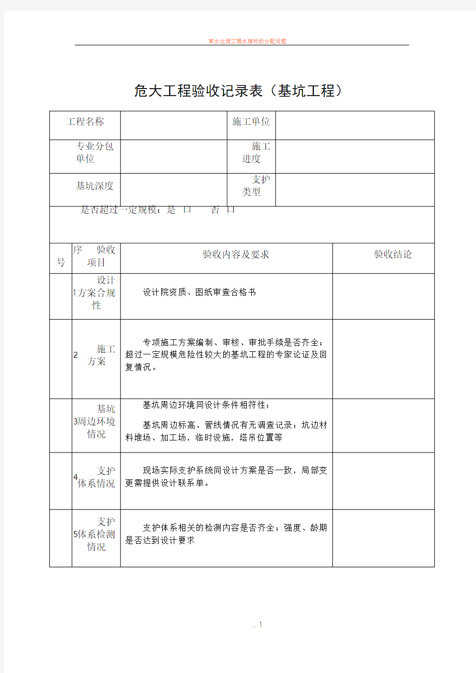 危大工程验收记录表(基坑工程)