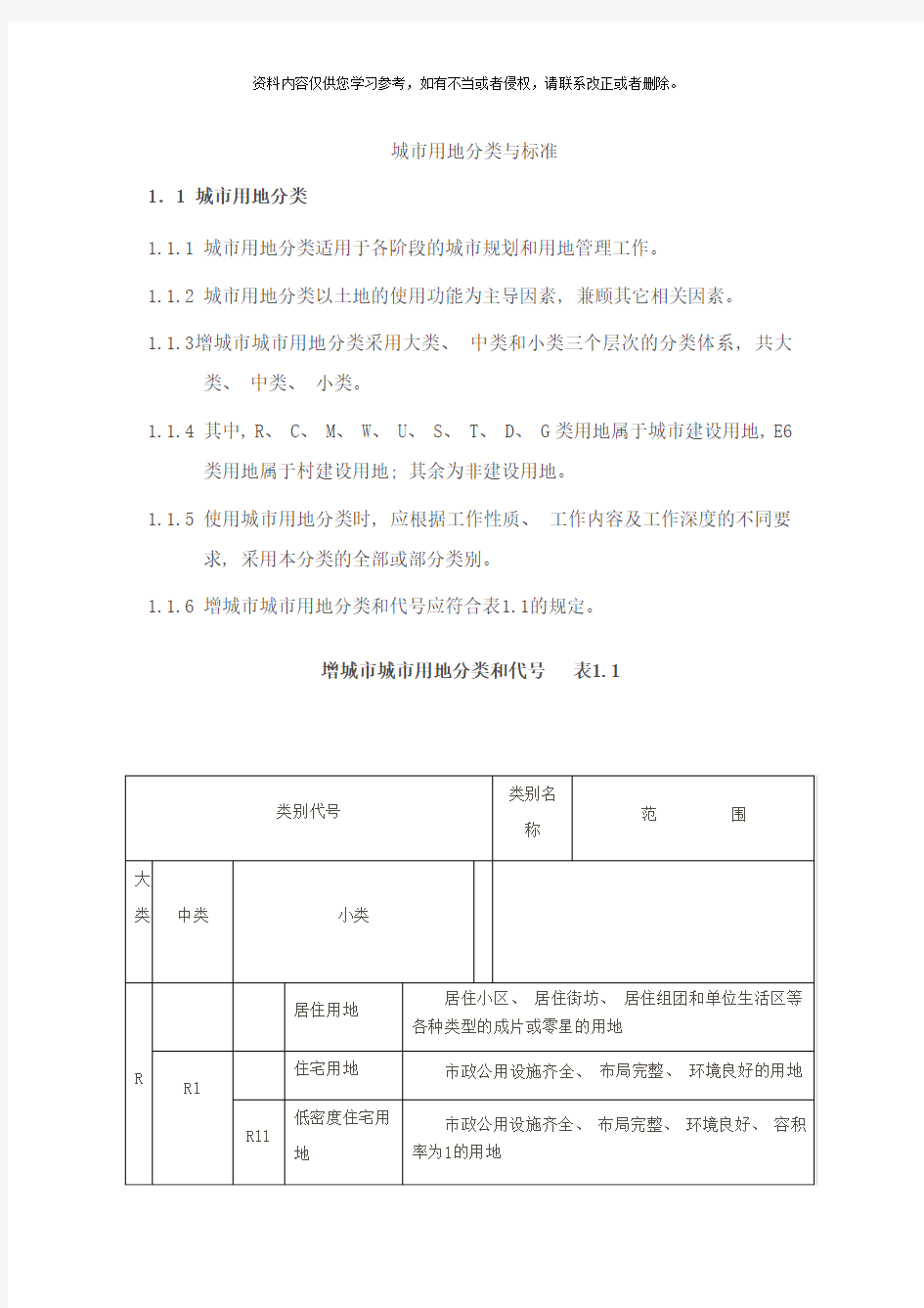 城市用地分类与标准样本