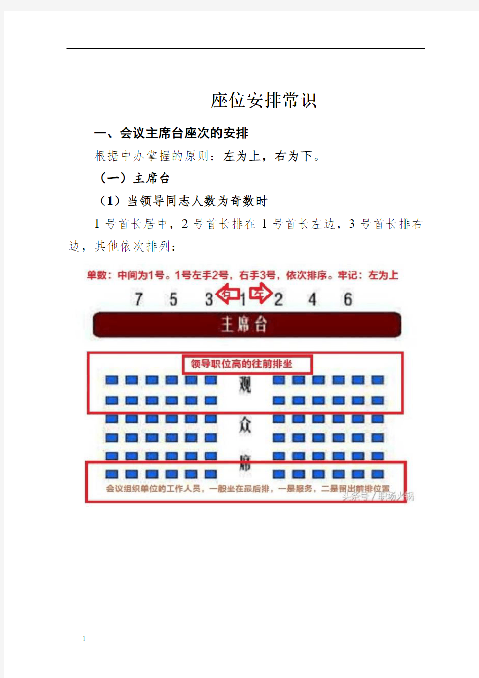 座位安排常识(20180924)