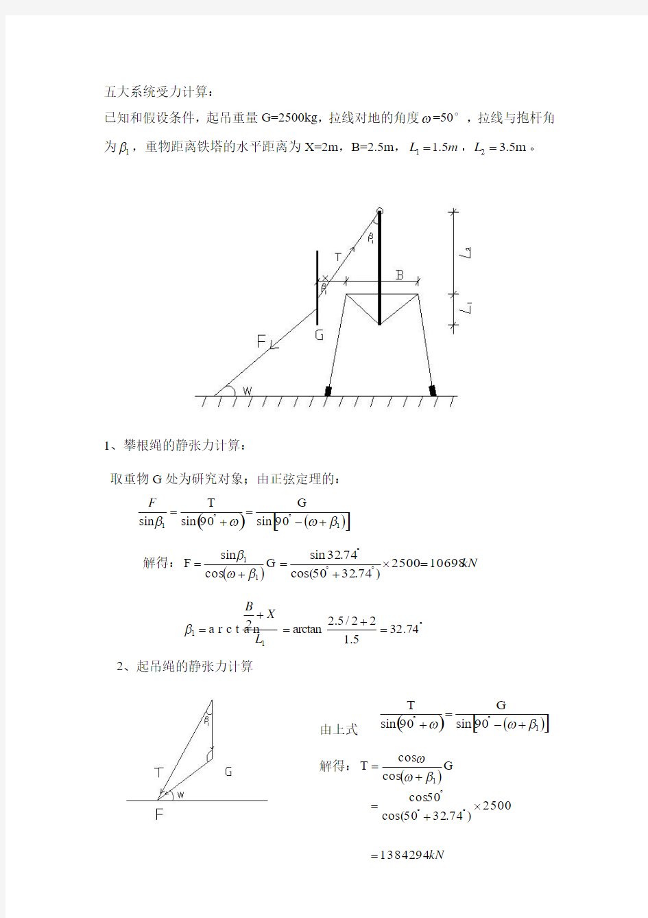 五大系统受力分析计算