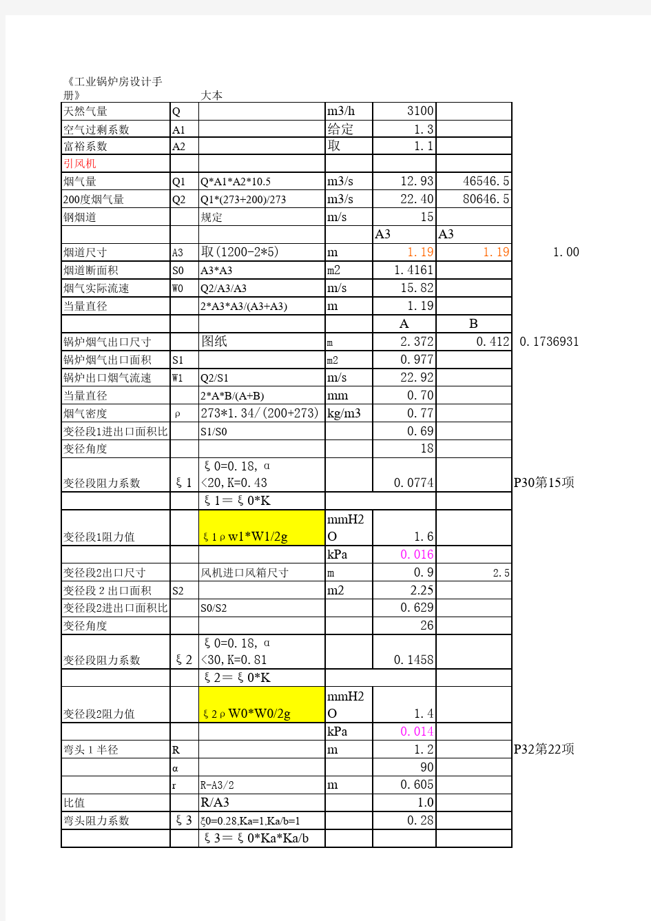 烟风道阻力计算2009-12-07