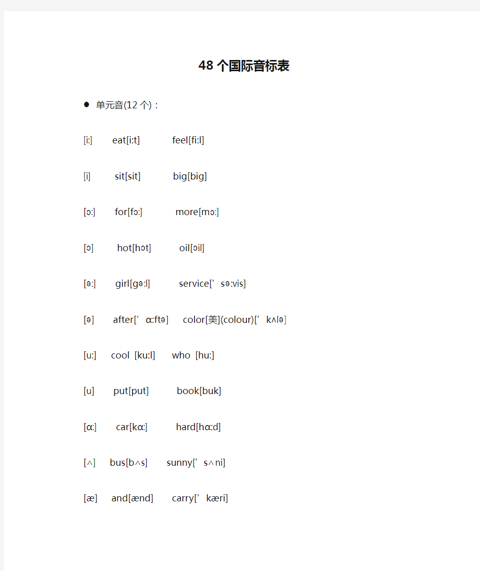 48个国际音标表