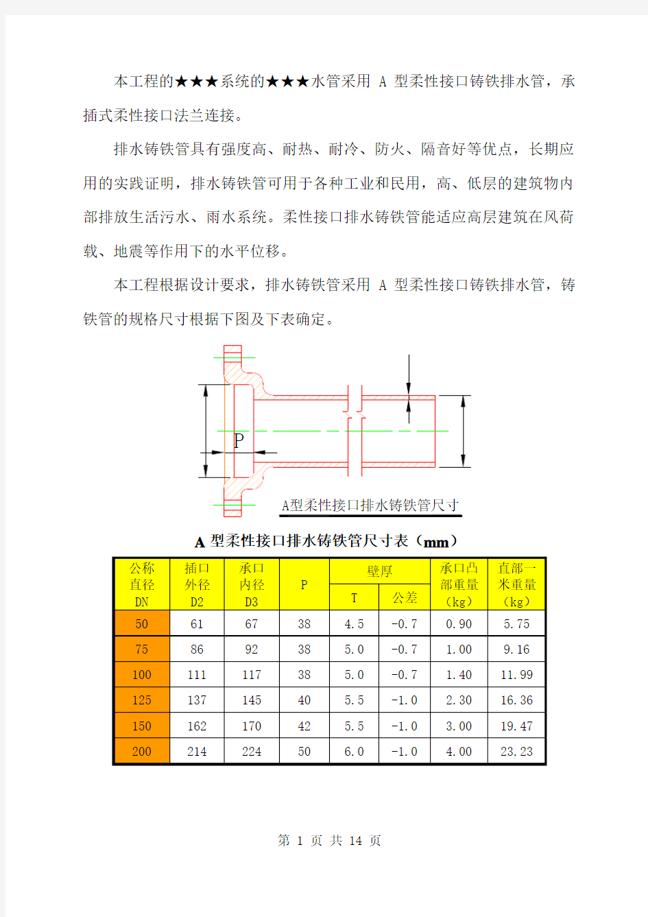 A型柔性法兰连接排水铸铁管施工工艺