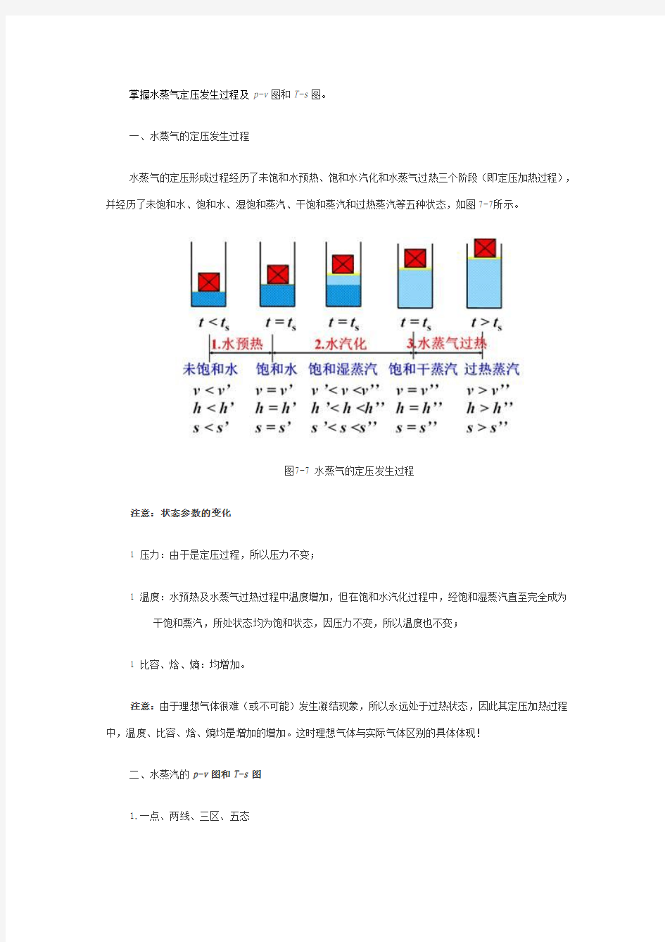 掌握水蒸气定压发生过程及p