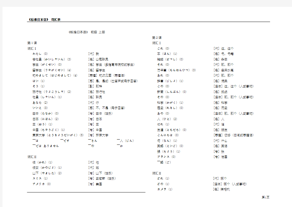 标准日本语词汇表