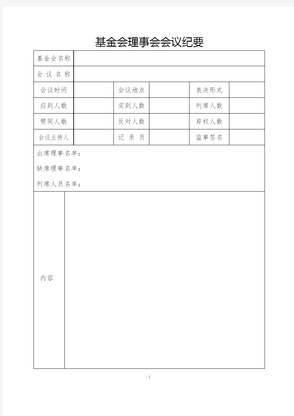 空白基金会理事会会议纪要